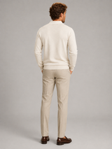 Men's Knit Open-Collar Polo Sweater Ivory
