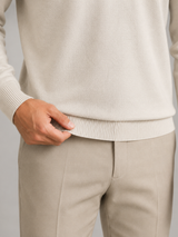 Men's Knit Open-Collar Polo Sweater Ivory
