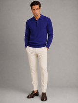 Men's Cable Knit Long-Sleeve Polo Sweater