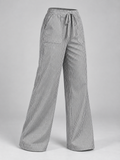 Women's Striped Wide-Leg Lounge Trousers | Drawstring Waist