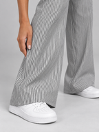 Women's Striped Wide-Leg Lounge Trousers | Drawstring Waist