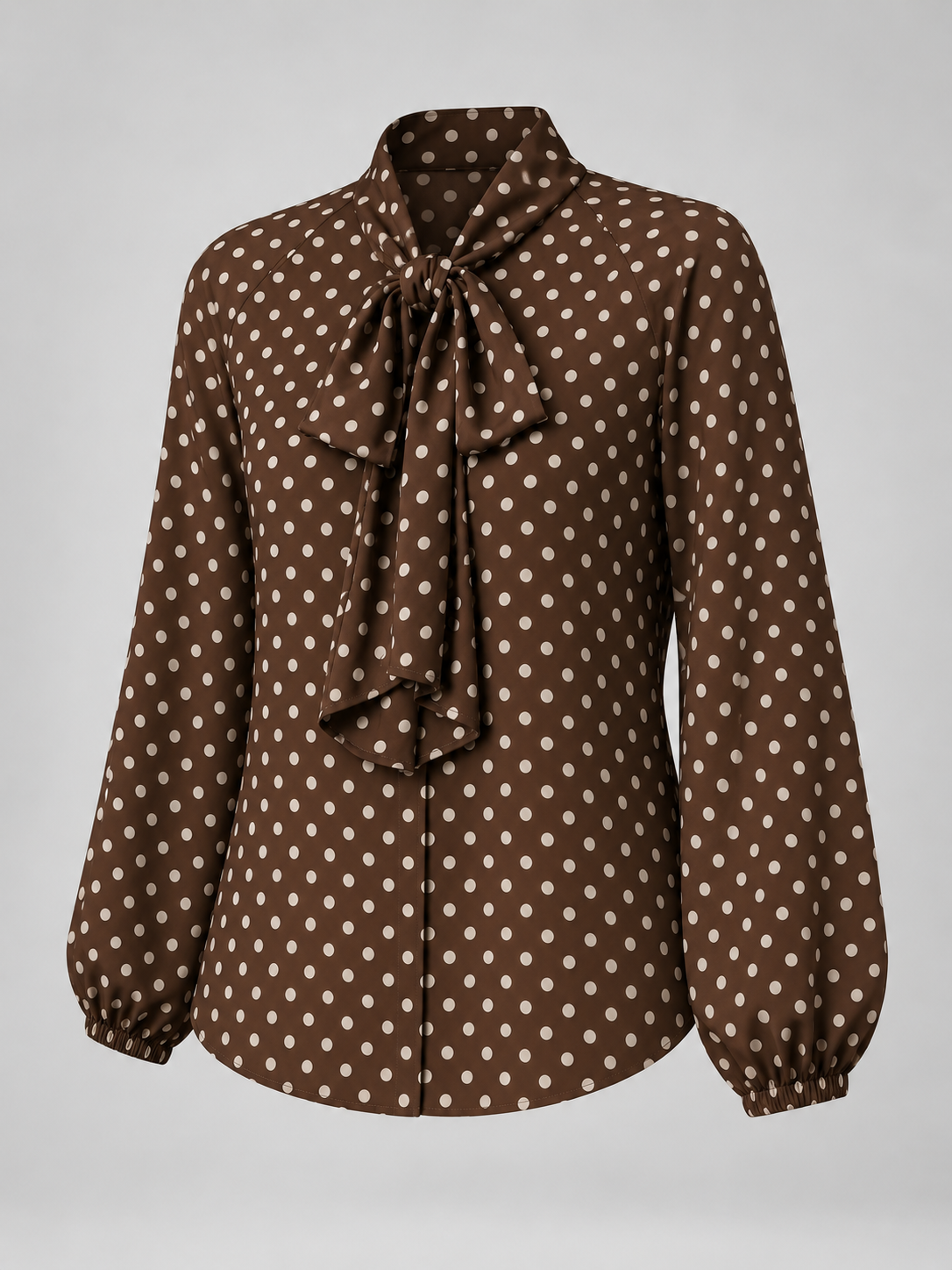 Women's Polka Dot Pussy Bow Blouse | Long Sleeve Tie Neck