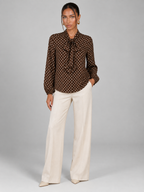 Women's Polka Dot Pussy Bow Blouse | Long Sleeve Tie Neck