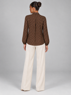 Women's Polka Dot Pussy Bow Blouse | Long Sleeve Tie Neck