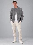 Men's Cable Knit Cardigan | Button Front Bomber Collar Sweater