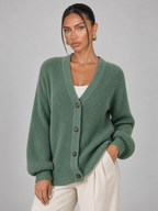 Women's V-Neck Knit Cardigan | Button Front Long Sleeve