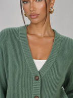 Women's V-Neck Knit Cardigan | Button Front Long Sleeve