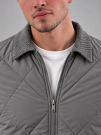 Men's Quilted Bomber Jacket | Zip-Up Collared Casual Jacket