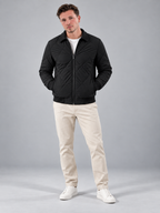 Men's Quilted Bomber Jacket | Zip-Up Collared Casual Jacket