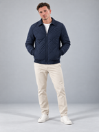Men's Quilted Bomber Jacket | Zip-Up Collared Casual Jacket