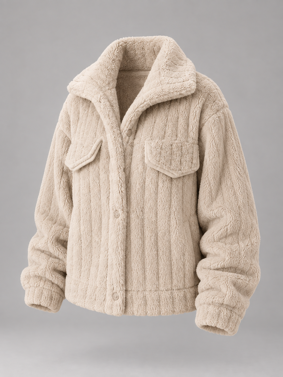 Women's Oversized Teddy Jacket | Borg Collared Winter Coat