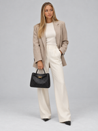 Women's Woven Tote Bag | Gold Detail Vegan Leather Handbag