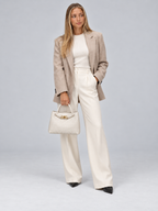 Women's Woven Tote Bag | Gold Detail Vegan Leather Handbag