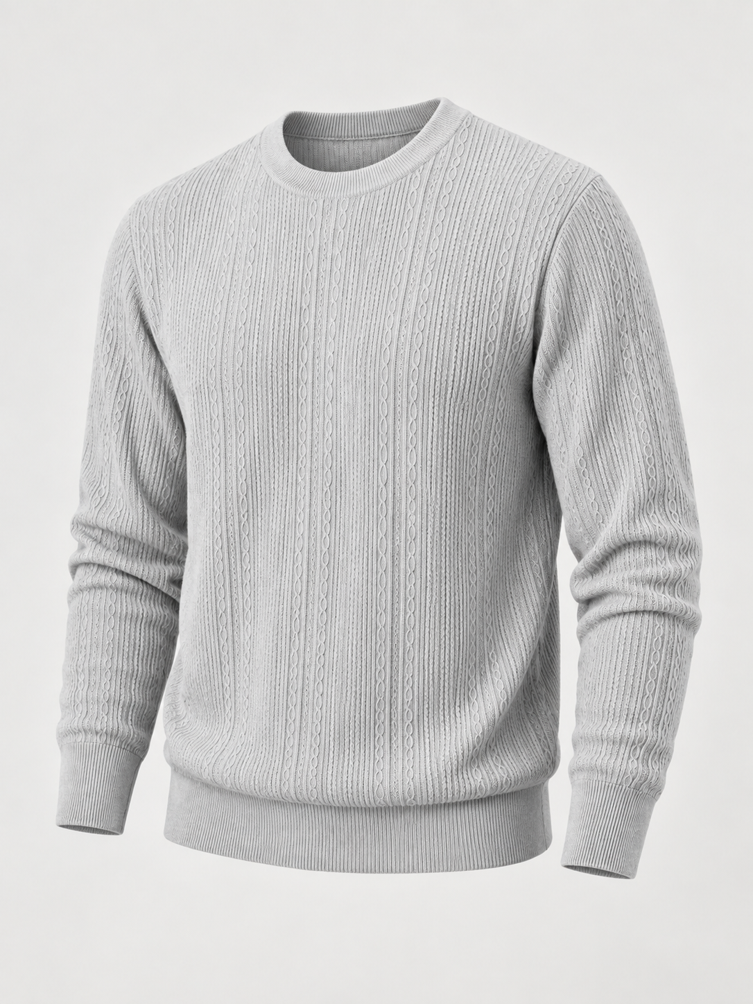 Men's Cable Knit Jumper | Crew Neck Textured Pullover