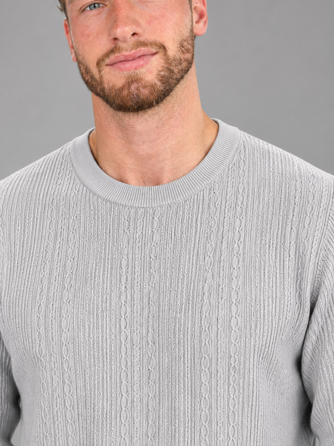 Men's Cable Knit Jumper | Crew Neck Textured Pullover