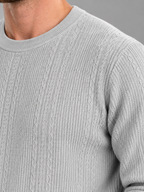 Men's Cable Knit Jumper | Crew Neck Textured Pullover