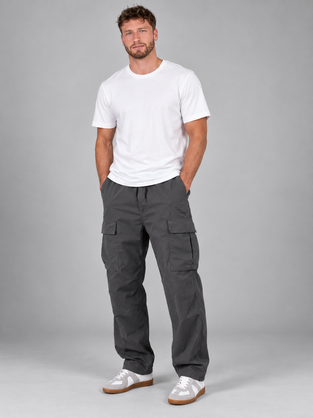Men's Cargo Trousers | Relaxed Utility Fit Drawstring Waist
