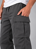 Men's Cargo Trousers | Relaxed Utility Fit Drawstring Waist
