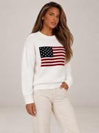 Women's Flag Knit Jumper | Crew Neck Cotton Pullover