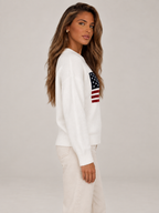 Women's Flag Knit Jumper | Crew Neck Cotton Pullover