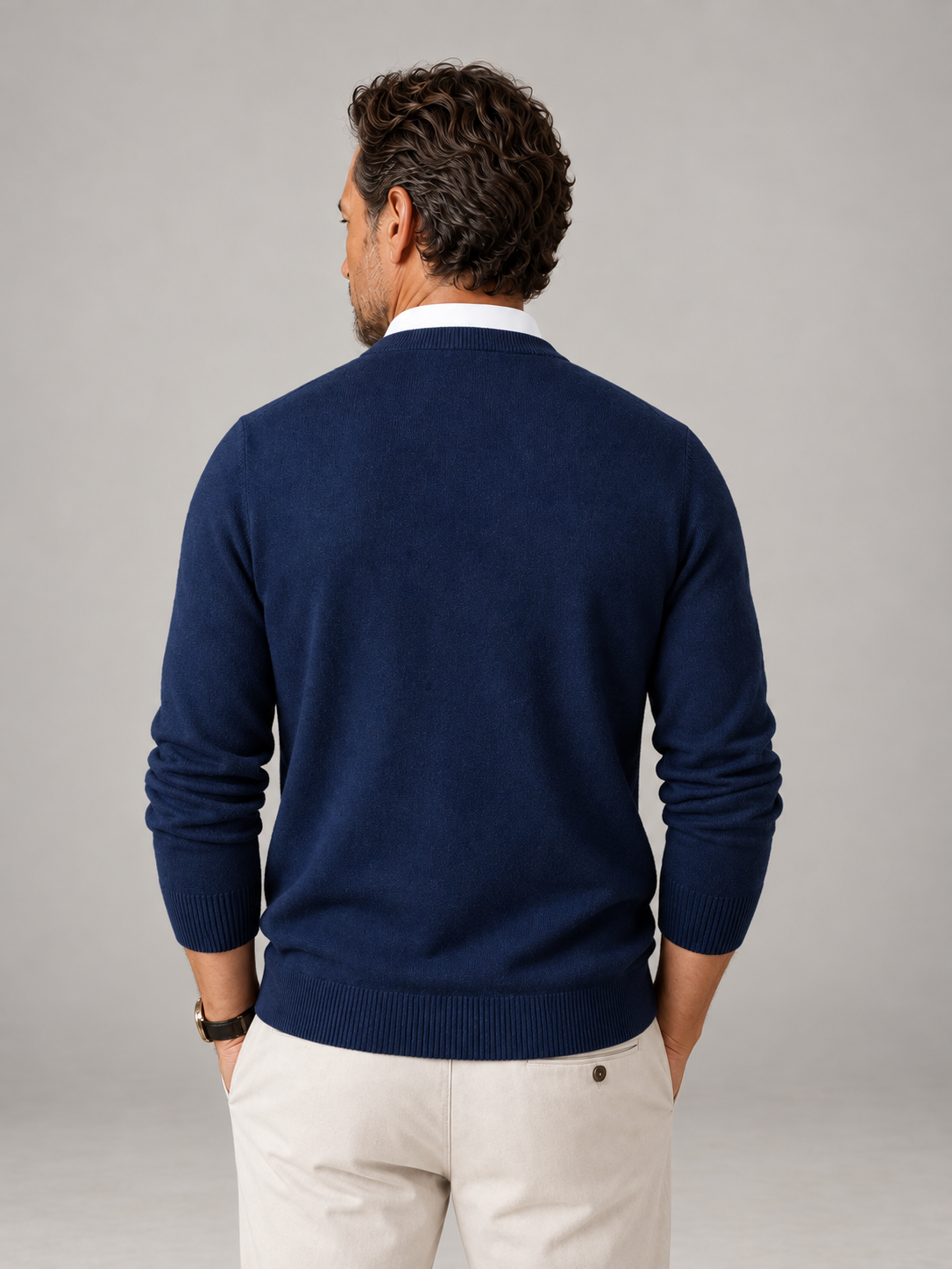 Men's V-Neck Knit Sweater | Fine Gauge Casual Pullover
