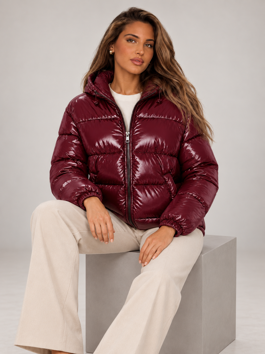 Women's Oversized Puffer Jacket | High Shine Hooded Winter Coat