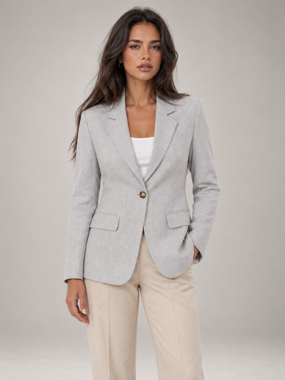 Women's Tailored Blazer | Single Button Long Sleeve Jacket