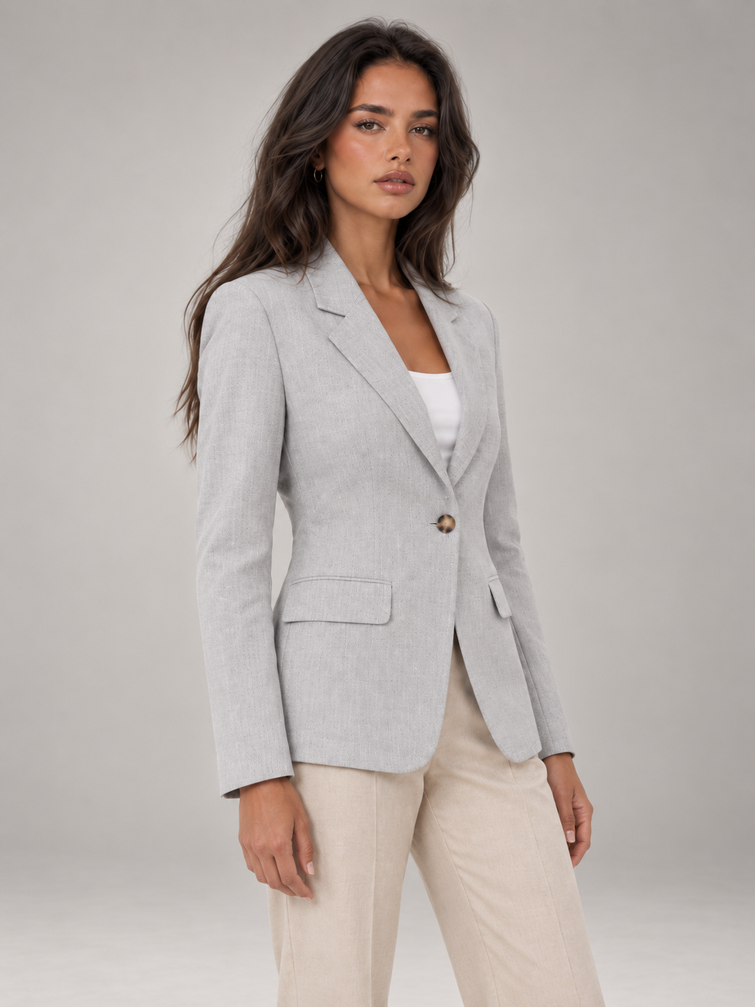 Women's Tailored Blazer | Single Button Long Sleeve Jacket
