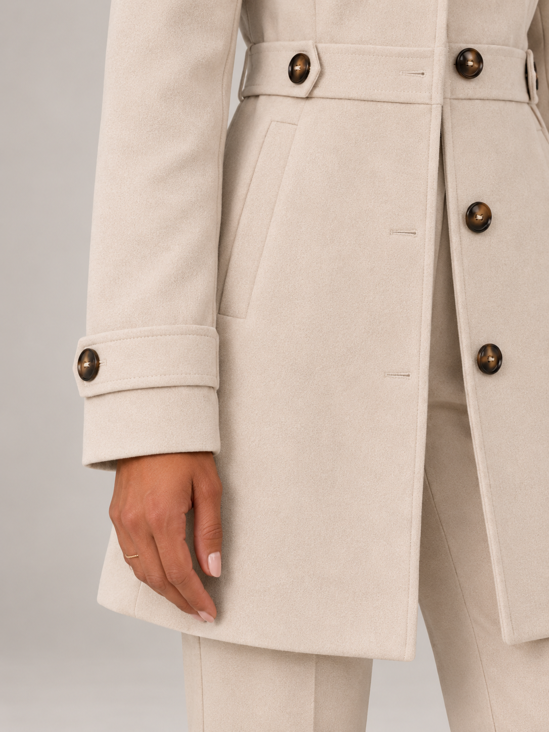 Women's Mid-Length Trench Coat | Button Front Tailored Coat
