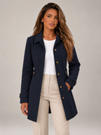 Women's Mid-Length Trench Coat | Button Front Tailored Coat