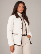 Women's Quilted Jacket | Corduroy Collar Contrast Trim Coat