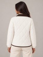 Women's Quilted Jacket | Corduroy Collar Contrast Trim Coat