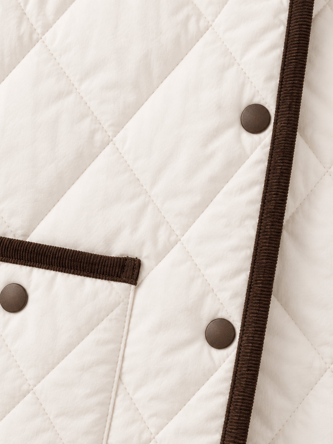 Women's Quilted Jacket | Corduroy Collar Contrast Trim Coat