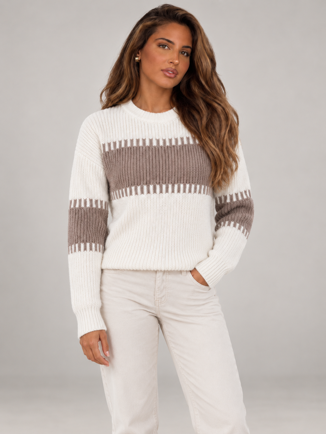 Women's Crew Neck Pullover Sweater | Soft Relaxed Knit
