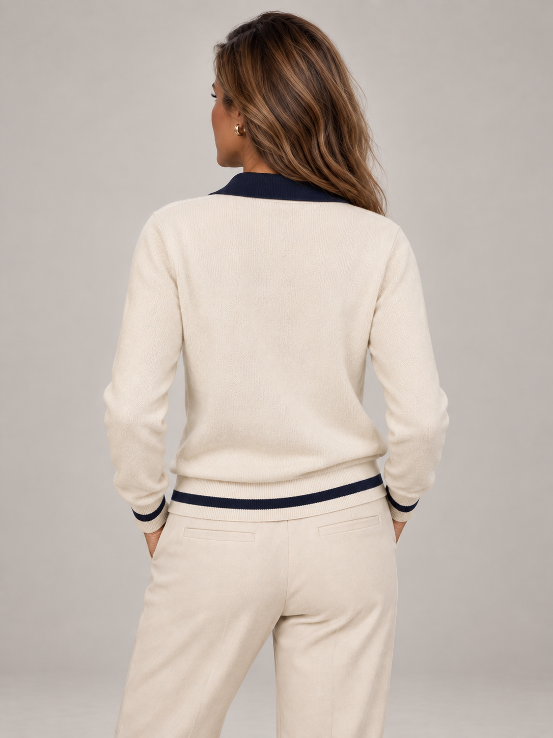 Women's Polo Sweater | Button Placket Knit Pullover