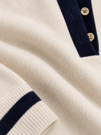 Women's Polo Sweater | Button Placket Knit Pullover