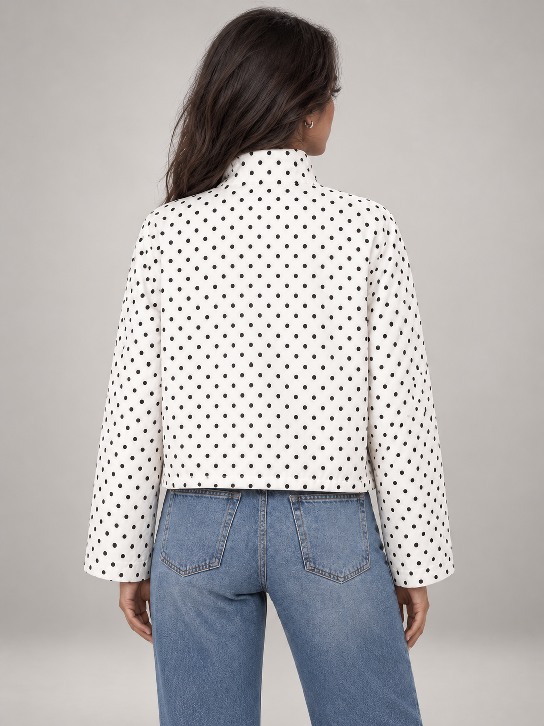 Women's Polka Dot Lightweight Jacket | Drawstring Casual Coat