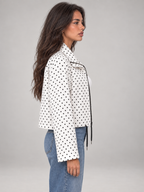 Women's Polka Dot Lightweight Jacket | Drawstring Casual Coat