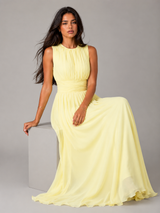 Ruched Chiffon Maxi Dress Wedding Guest