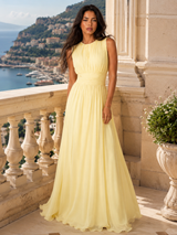 Ruched Chiffon Maxi Dress Wedding Guest