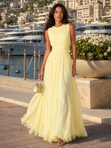 Ruched Chiffon Maxi Dress Wedding Guest