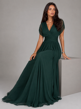 Floral Pleated Maxi Dress Wedding Guest