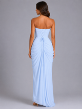 Strapless Draped Maxi Dress Wedding Guest