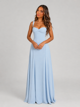 Chiffon Sweetheart Lace-Up Maxi Dress Wedding Guest