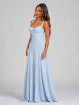 Chiffon Sweetheart Lace-Up Maxi Dress Wedding Guest