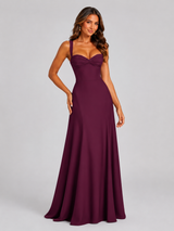Chiffon Sweetheart Lace-Up Maxi Dress Wedding Guest
