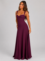 Chiffon Sweetheart Lace-Up Maxi Dress Wedding Guest