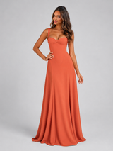 Chiffon Sweetheart Lace-Up Maxi Dress Wedding Guest
