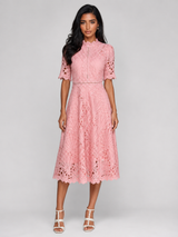 Lace Scoop Neck Midi Dress Wedding Guest