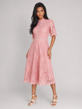 Lace Scoop Neck Midi Dress Wedding Guest